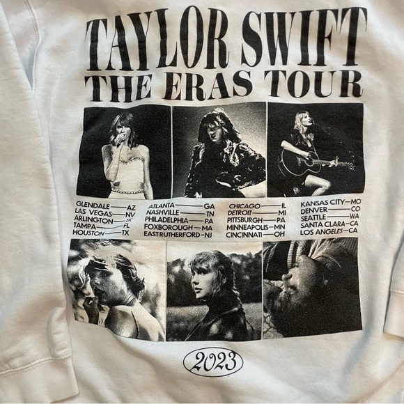 Taylor Swift 2023 Eras Tour Hoodie White Fearless Red Speak Now Concert EUC - Picture 5 of 9